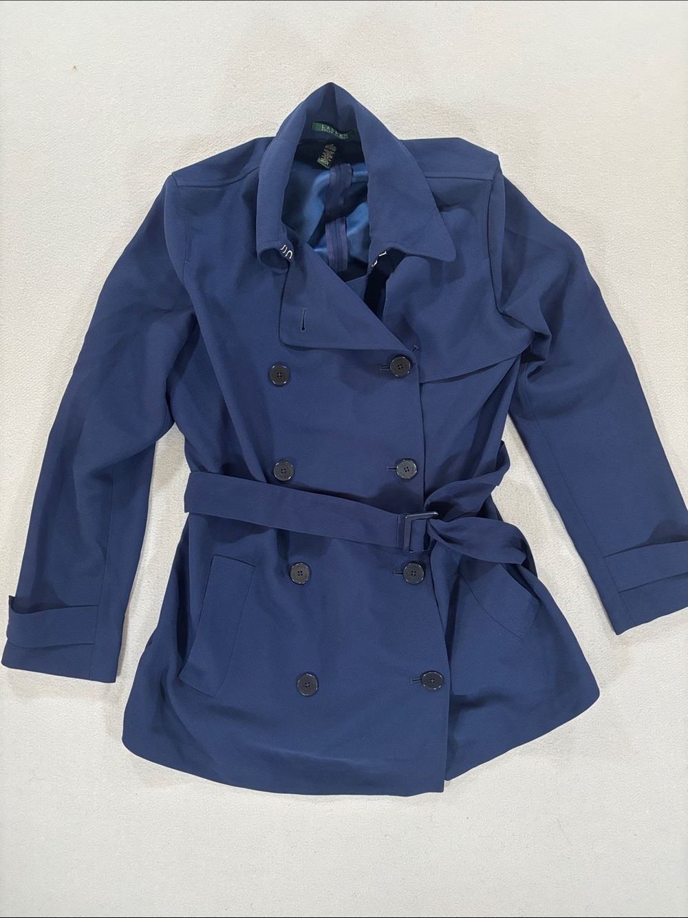 Ralph Lauren Classic Navy Double-Breasted Trench Coat with Belt 10